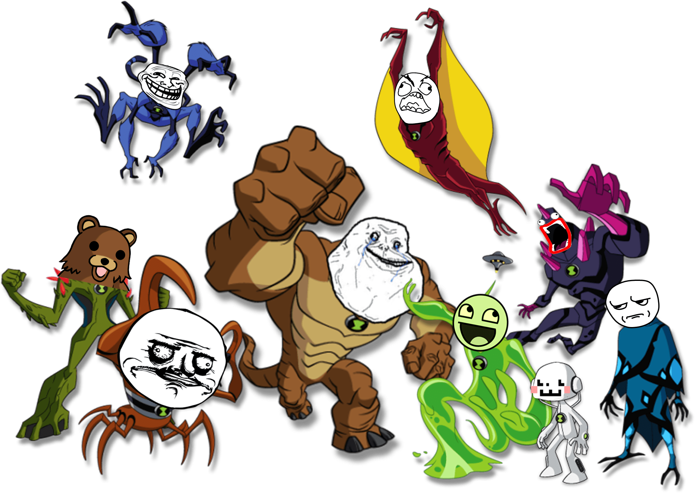 Ben 10 Meme Force Fan Fiction Create Your Own Omniverse - Ben 10 Fuerza Alienigena Todos Los Aliens (2428x1828), Png Download