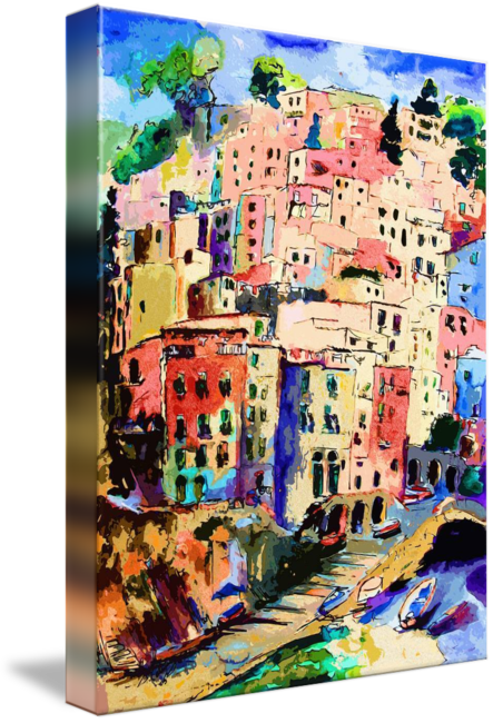 #riomaggiore By Ginette Callaway - Gallery-wrapped Canvas Art Print 8 X 10 Entitled Contemporary (443x650), Png Download
