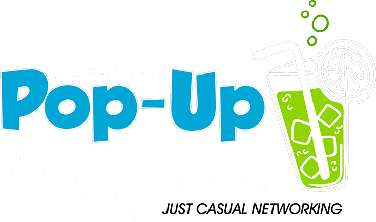 Pop Up Happy-hour Logo With White Text Png - Logo (734x435), Png Download