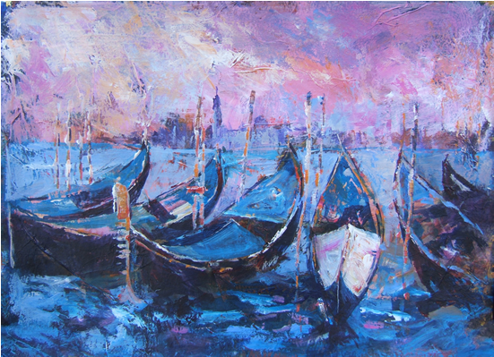 Gondolas Venice Painting Italy Art Gallery - Gondola Rides (550x550), Png Download