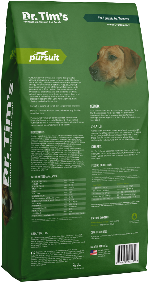 Tim's Pursuit Active Dry Dog Food - Dog Food (607x1000), Png Download