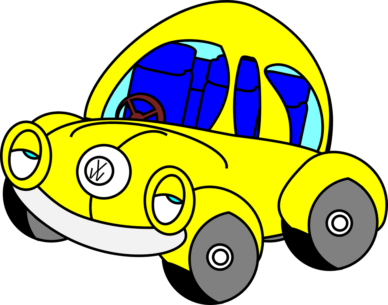 Yellow Cartoon Beetle Car Png Clipart - Beetle Vw Cartoon (1280x1006), Png Download