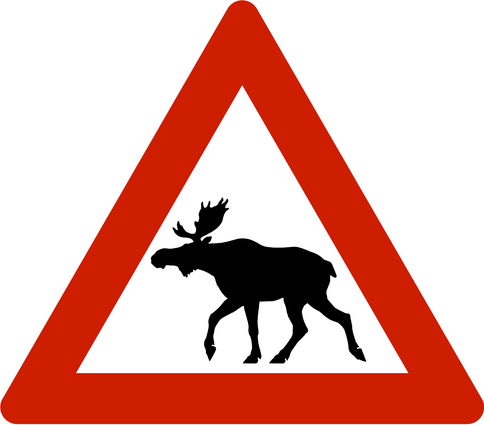 Moose Crossing Sign - Trafikkskilt Elg (1600x1404), Png Download