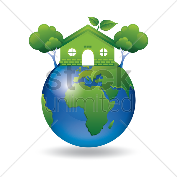Green Earth With Go Green House And Tree Vector Image - Information (600x600), Png Download