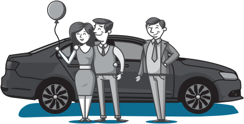 Person Outside Car Cartoon Transparent (487x247), Png Download
