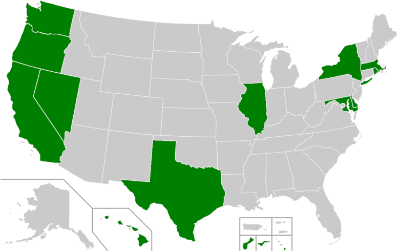 Shark Fin Ban Map Us 2018 - Us Red Blue Map 2018 (800x494), Png Download
