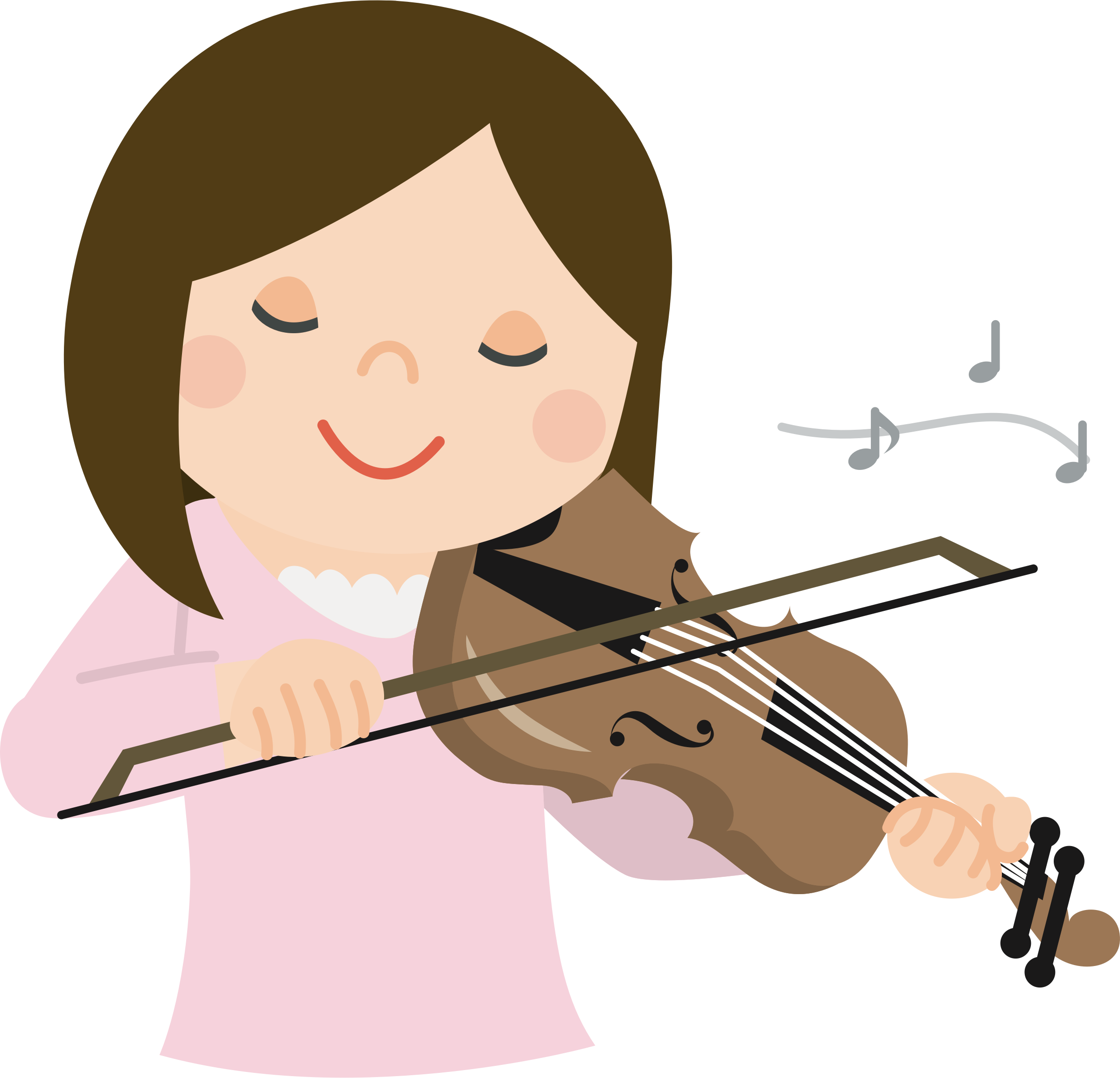 Banner Transparent Library Girl With Big Image Png - Girl Playing Violin Clipart (2400x2310), Png Download