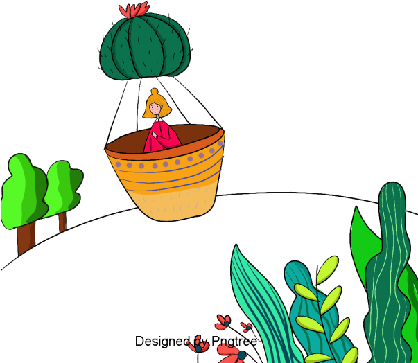 Cartoon Hand-painted Simple Flower Pot Flower Design, - Design (640x640), Png Download