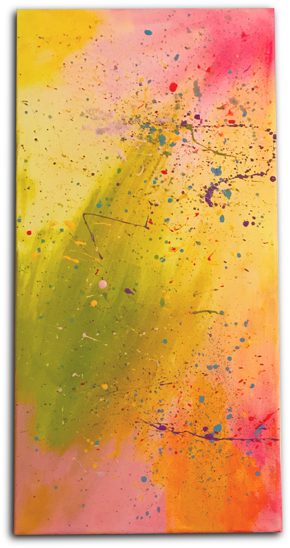 Neon Splatter Paint On Canvas - Painting (1500x2000), Png Download