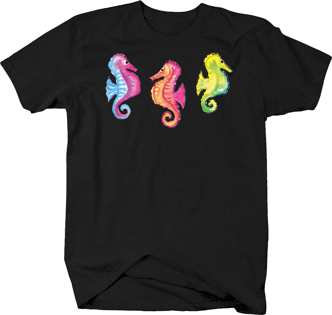 Watercolor Seahorses Blue Purple Pink Green Ocean Aquatic - N/a (1295x1229), Png Download