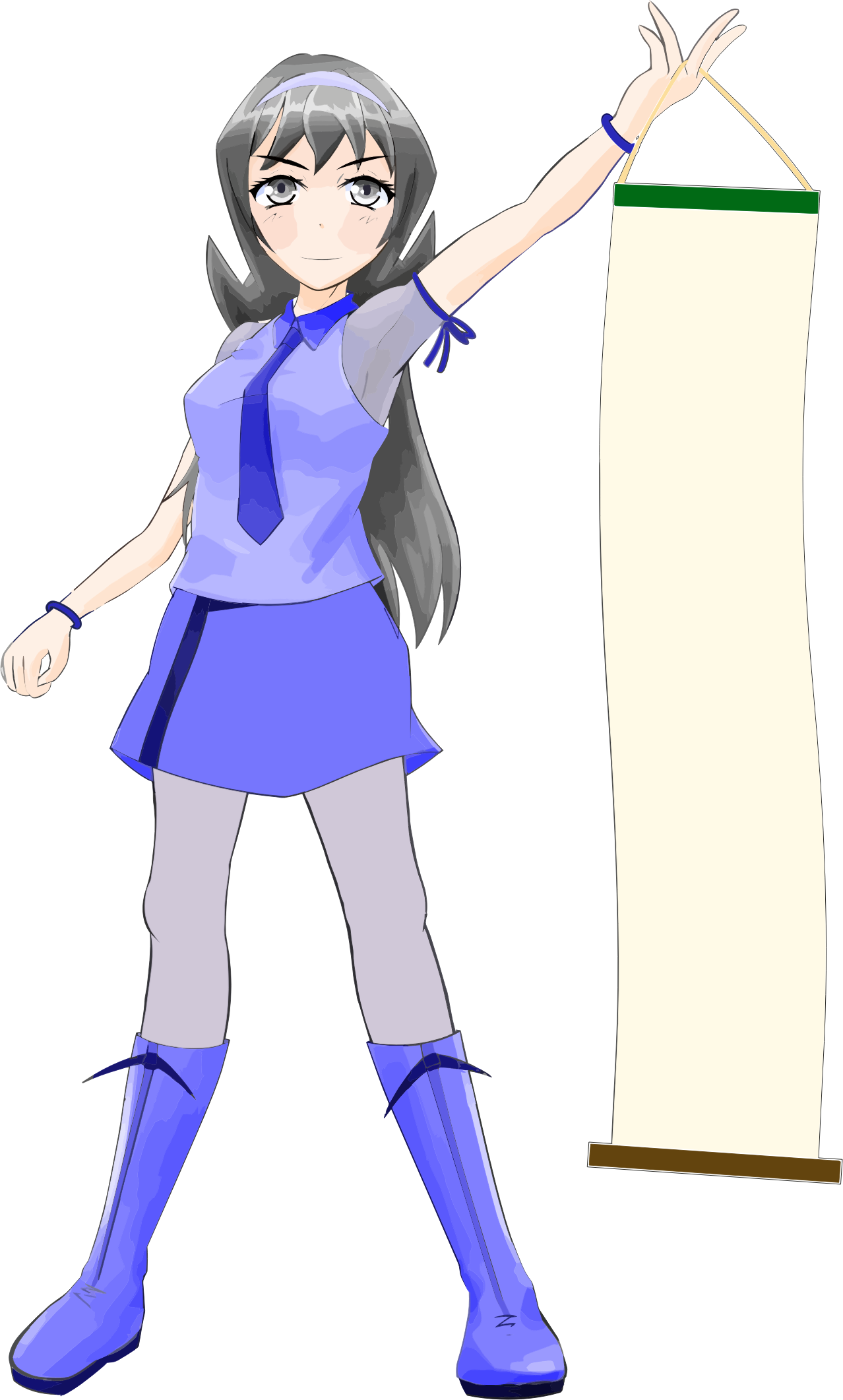 Clip Black And White Anime Girl Clipart - Anime Girl Clipart (1278x2122), Png Download