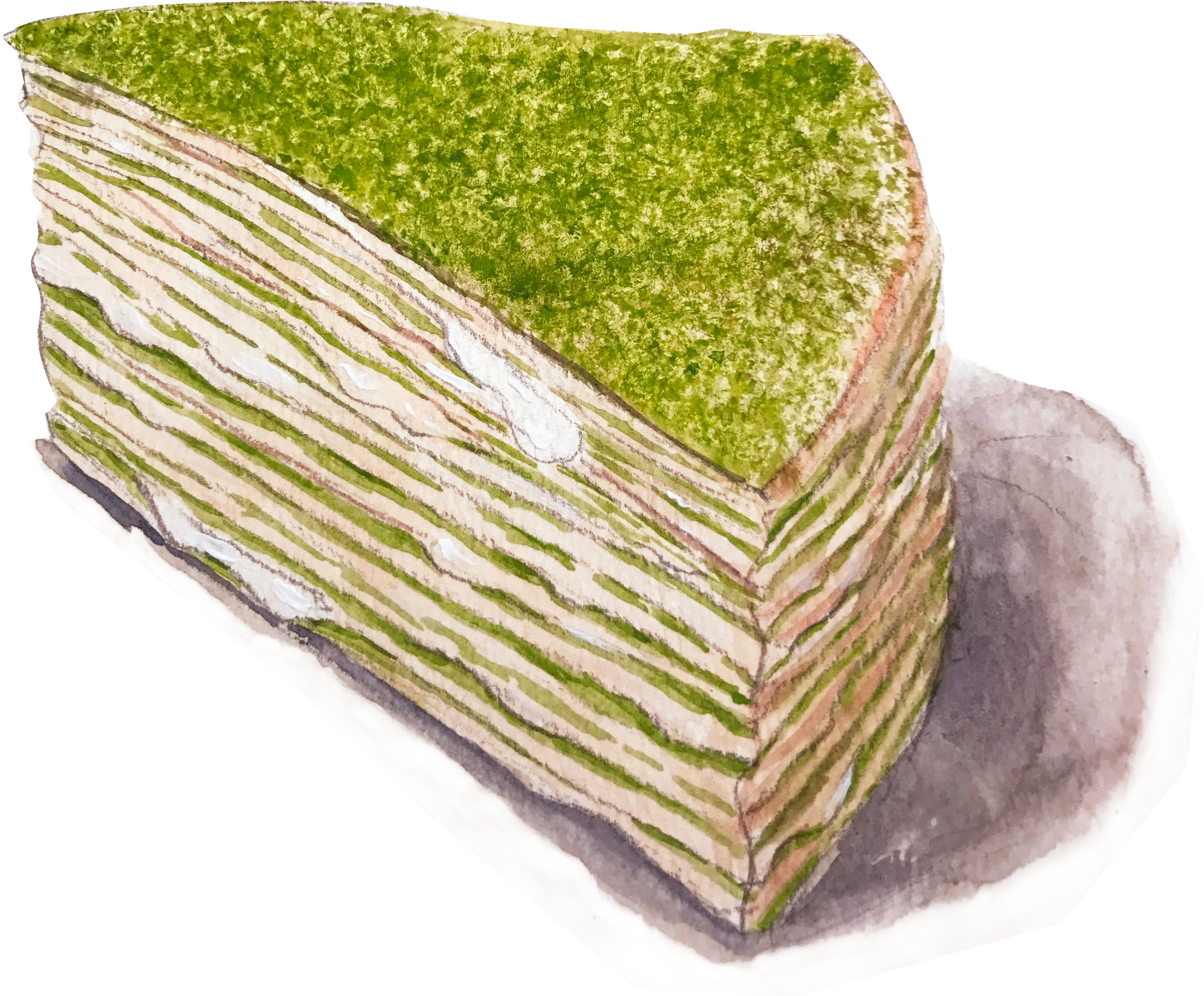 #matcha #greentea #mille #crepes #watercolor #dessert - Mille Crêpes (3024x4032), Png Download