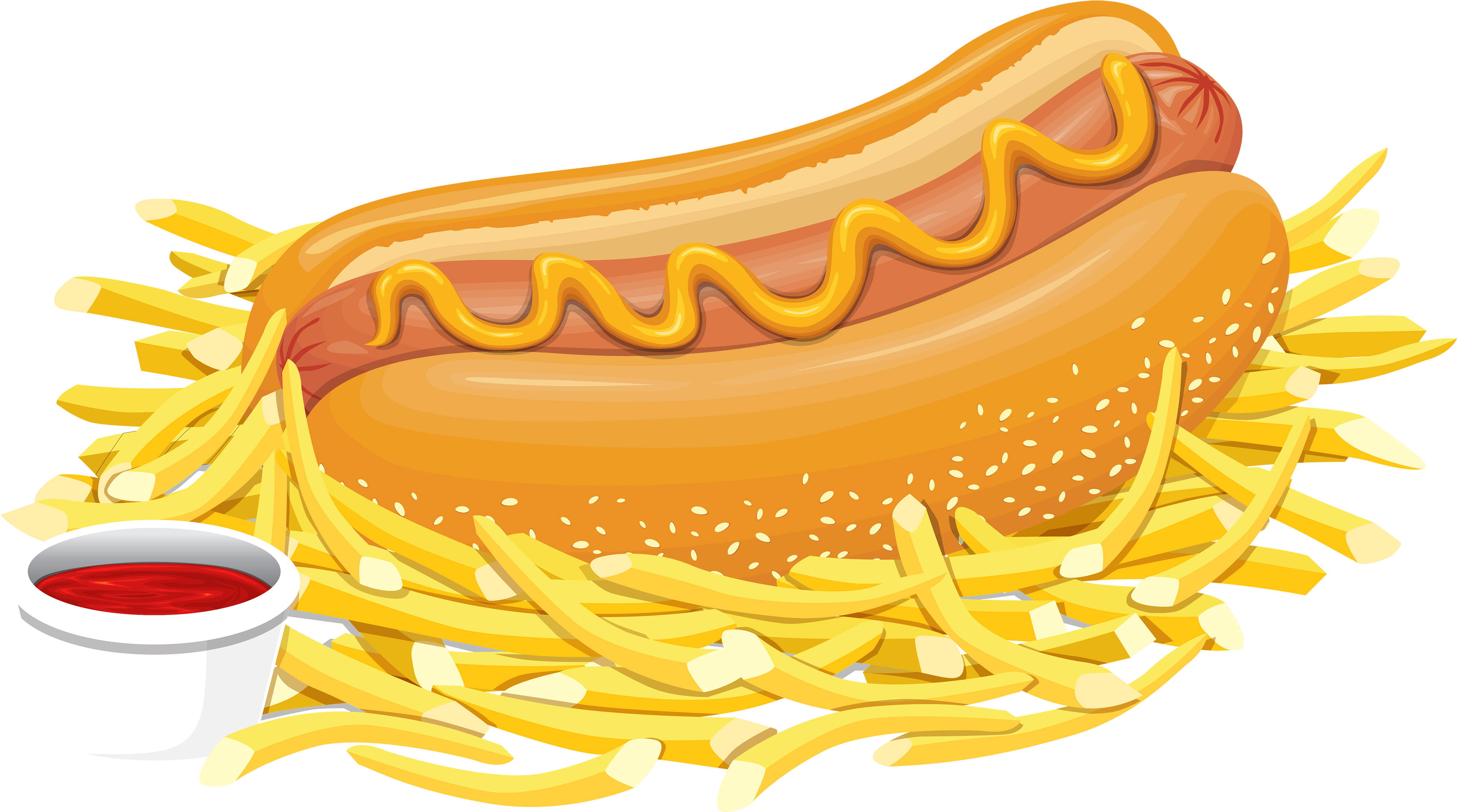 Hot Dog With Ketchup Png Clipart - Fast Food Clipart Png (4000x2286), Png Download