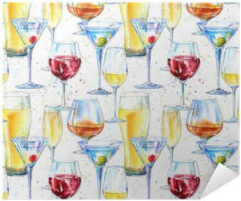 Seamless Pattern Of A Champagne,cognac, Wine,martini, - Drink (400x400), Png Download