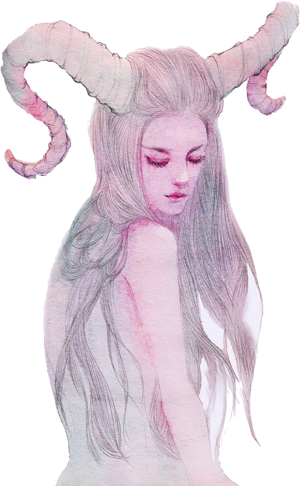Drawing Art Illustration - Horned Girl Art (658x1170), Png Download