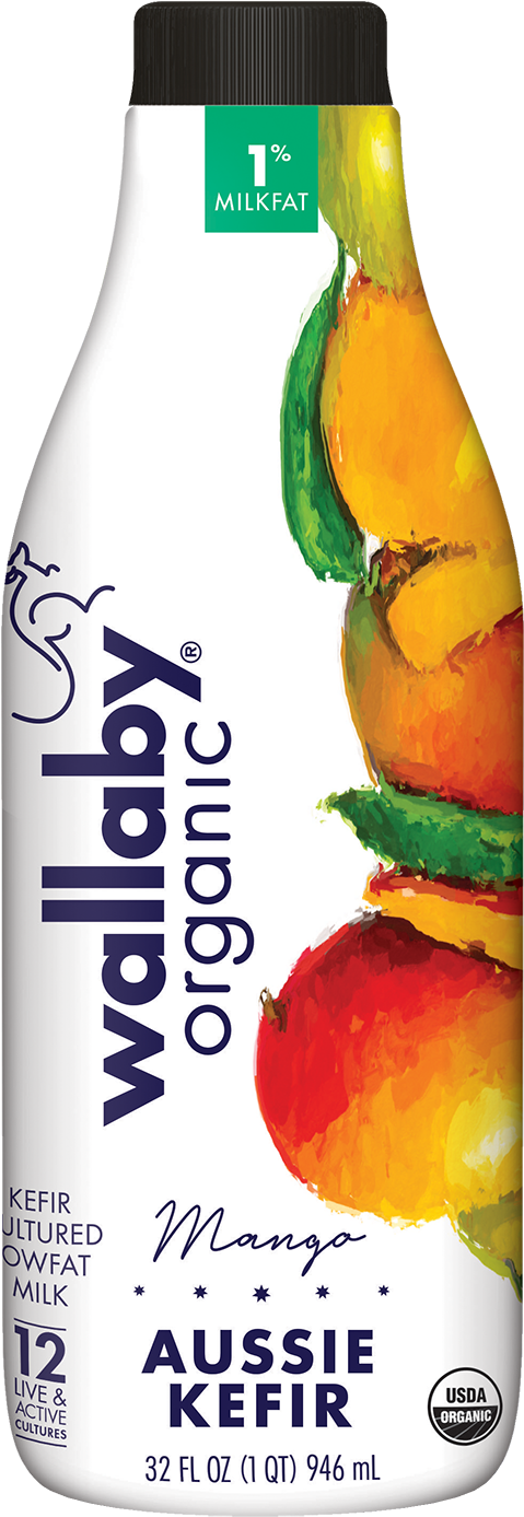 Aussie Kefir Lowfat Blueberry 32oz - Wallaby Organic Kefir (496x1400), Png Download