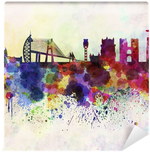 Lisbon Skyline In Watercolor Background Wall Mural - Lisbon Skyline (400x400), Png Download