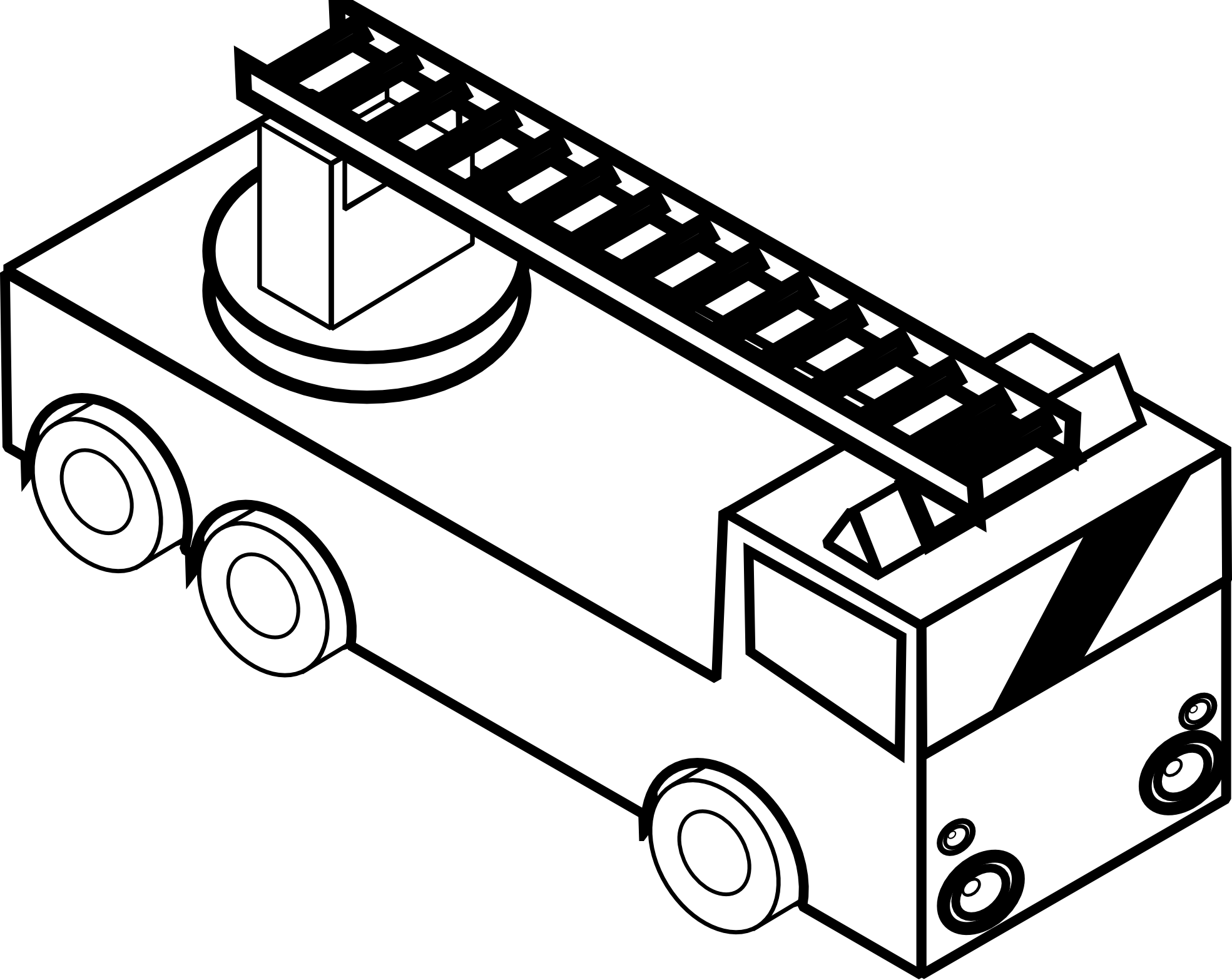 Toy Fire Truck Stock Photo - Line Drawing Of Fire Brigade (1969x1566), Png Download