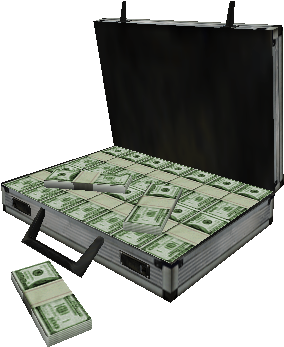 W Briefcase Opened Money - October 18 (337x373), Png Download