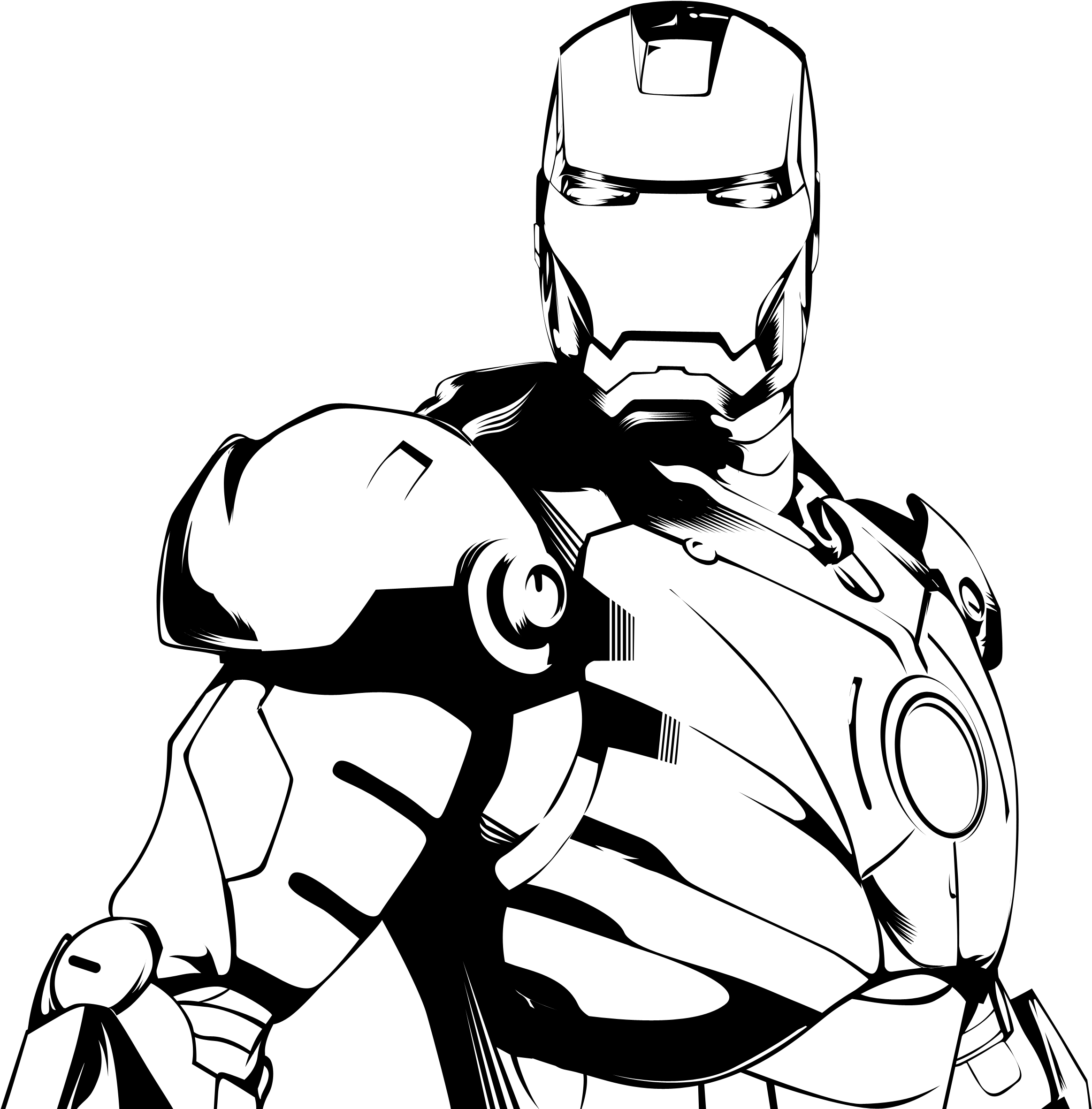 28 Collection Of Ironman Clipart Black And White - Iron Man Black And White (2400x2501), Png Download