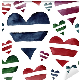 Watercolor Seamless Pattern With Striped Hearts - Symbol (400x400), Png Download
