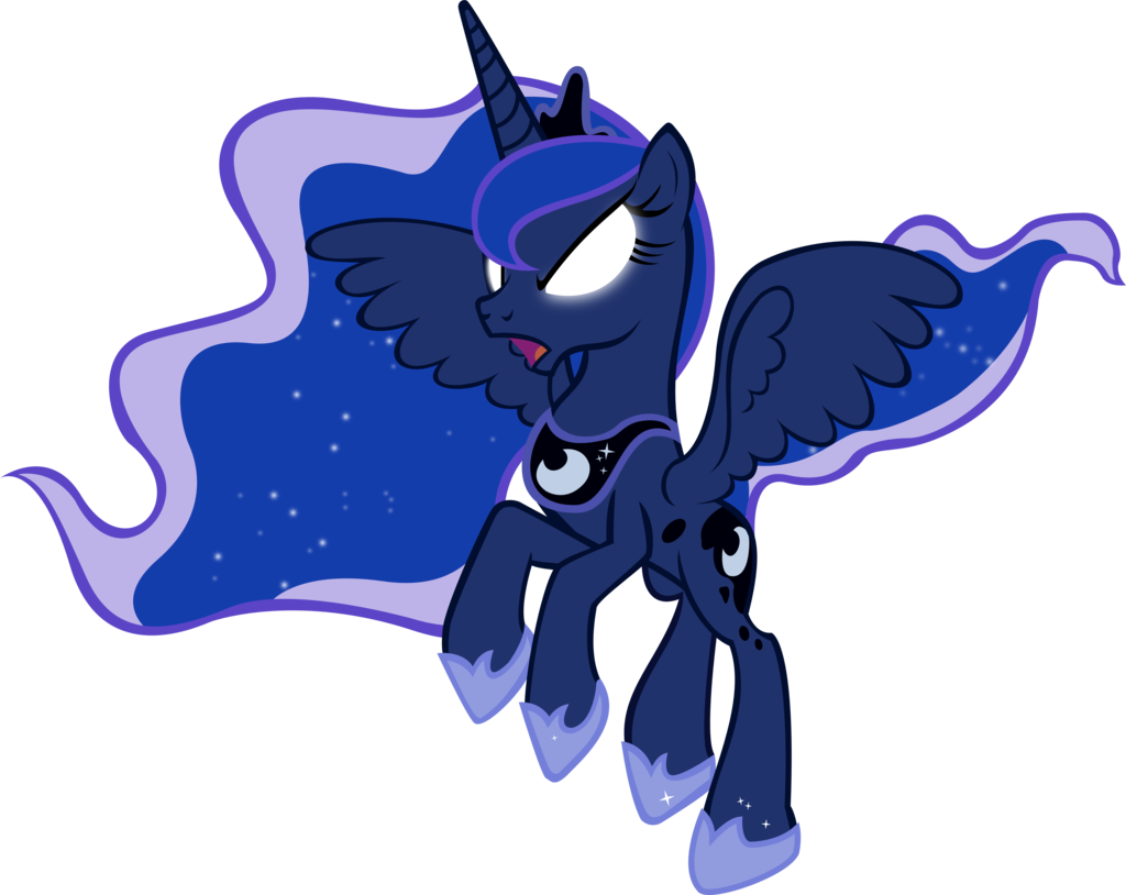 Fanmade Luna Taking Flight With Glowing Eyes - My Little Pony Luna Angry (1024x814), Png Download
