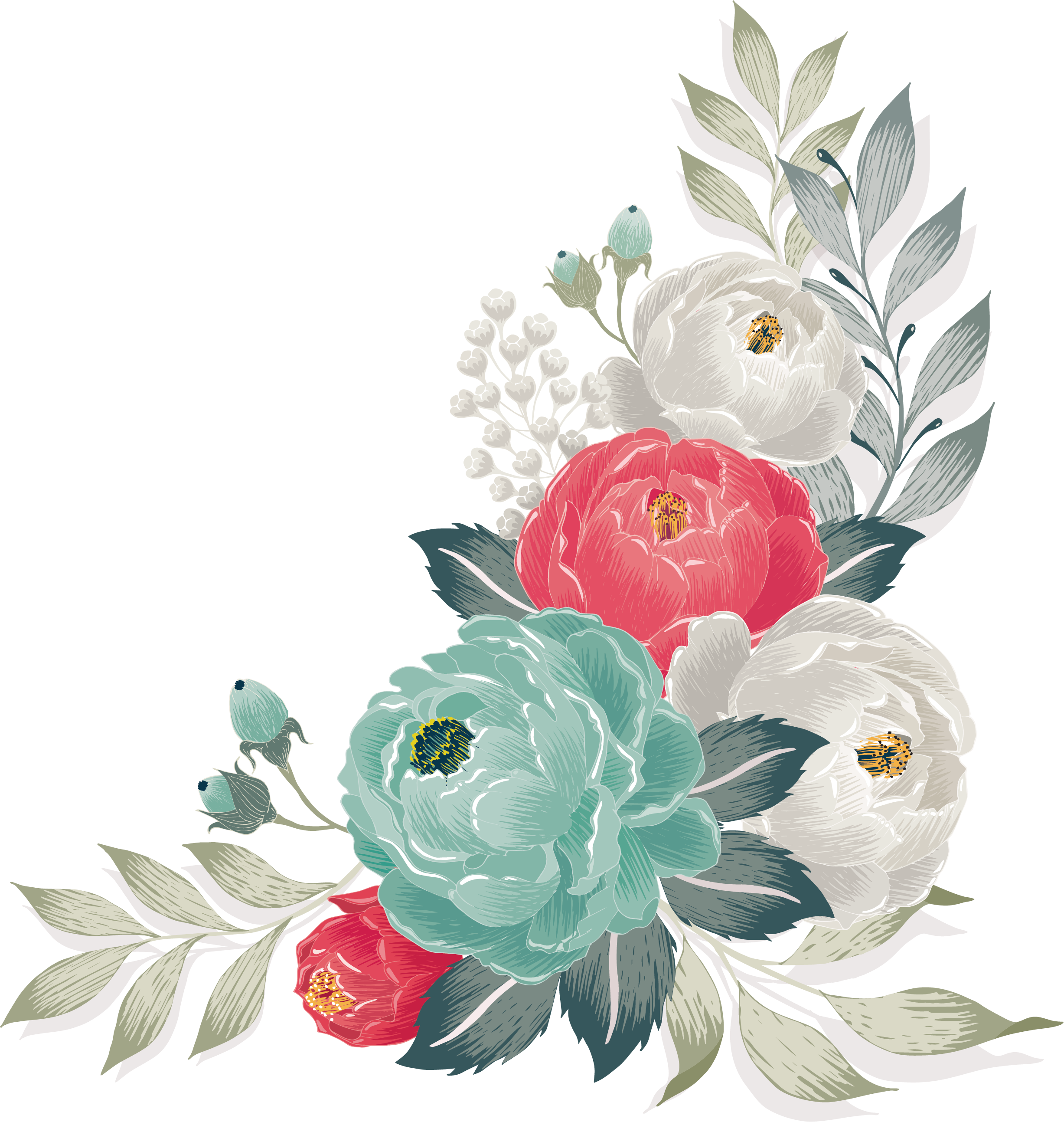 Com / Flowers Cross Stitch, Decoupage, Relax, Keep - Illustration (2454x2586), Png Download