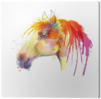Horse Head Watercolor Painting Canvas Print • Pixers® - Fondo De Caballo De Colores (400x400), Png Download