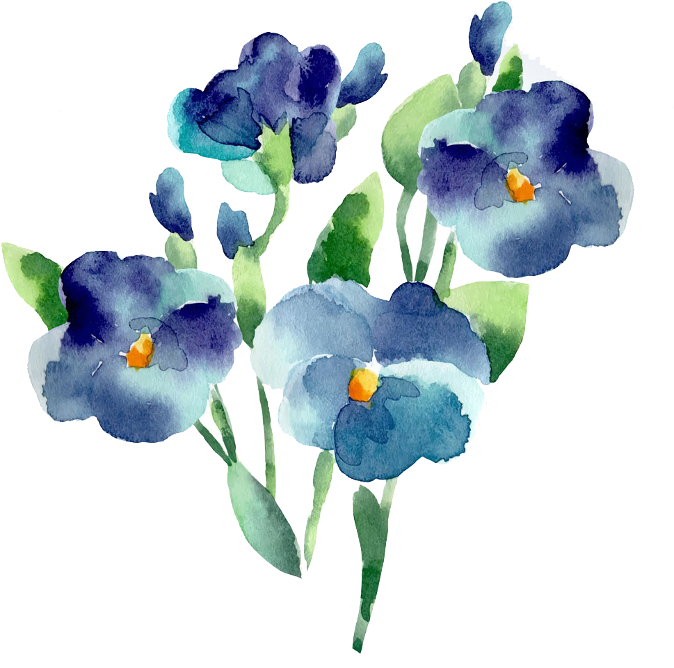 Flower Blue Watercolor Painting - Blue Flowers Watercolor Png (1024x1024), Png Download