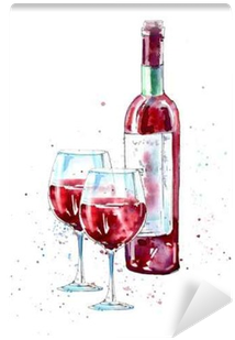 Bottle Of Red Wine And Glasses - Red Wine (400x400), Png Download