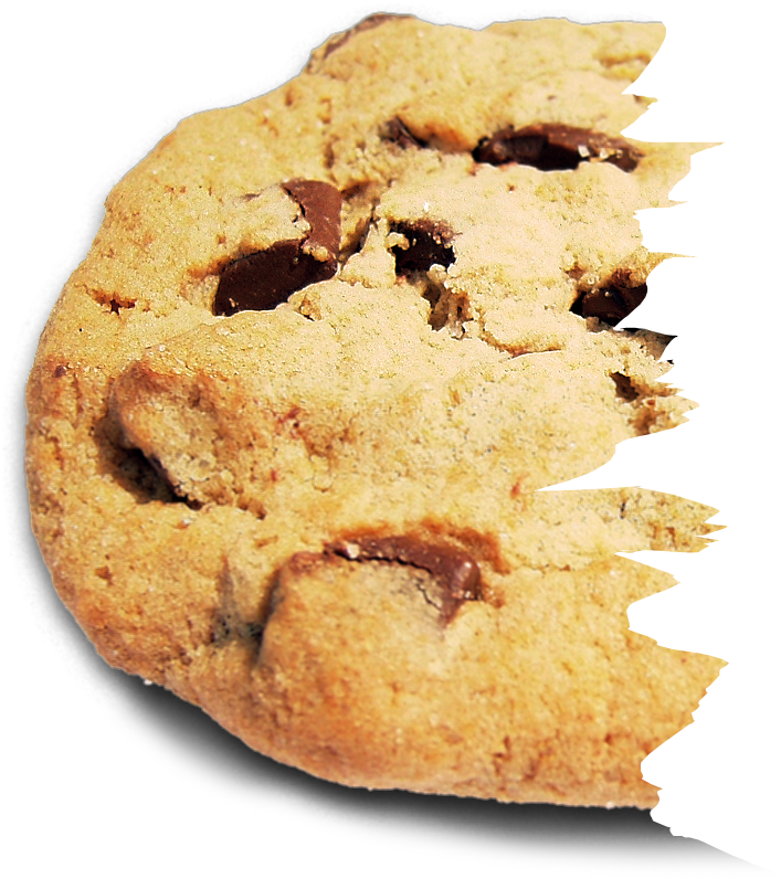 Choco Chip Cookie Half - Half Of A Cookie (1185x825), Png Download