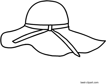 Black And White Summer Hat Clip Art - Sun Hat (450x450), Png Download