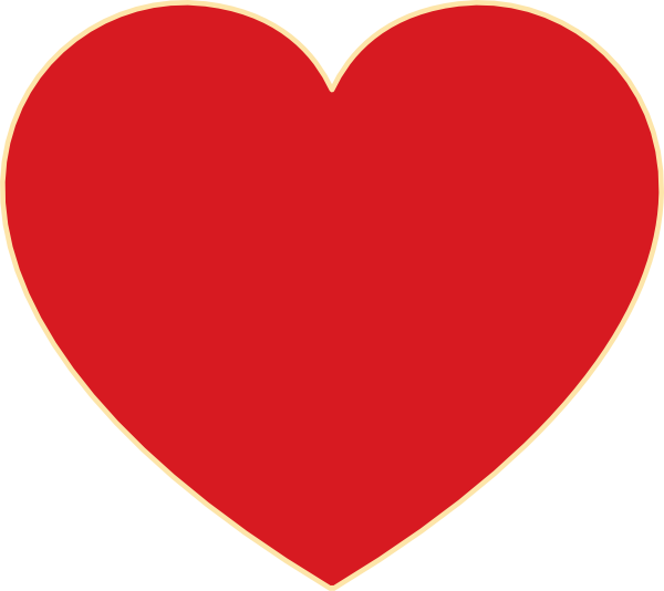 Red Heart With Ochre Outline Clip Art - Heart Png (600x534), Png Download
