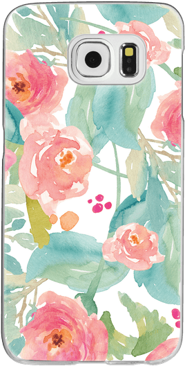 Watercolor Teal Floral Pattern (307x560), Png Download