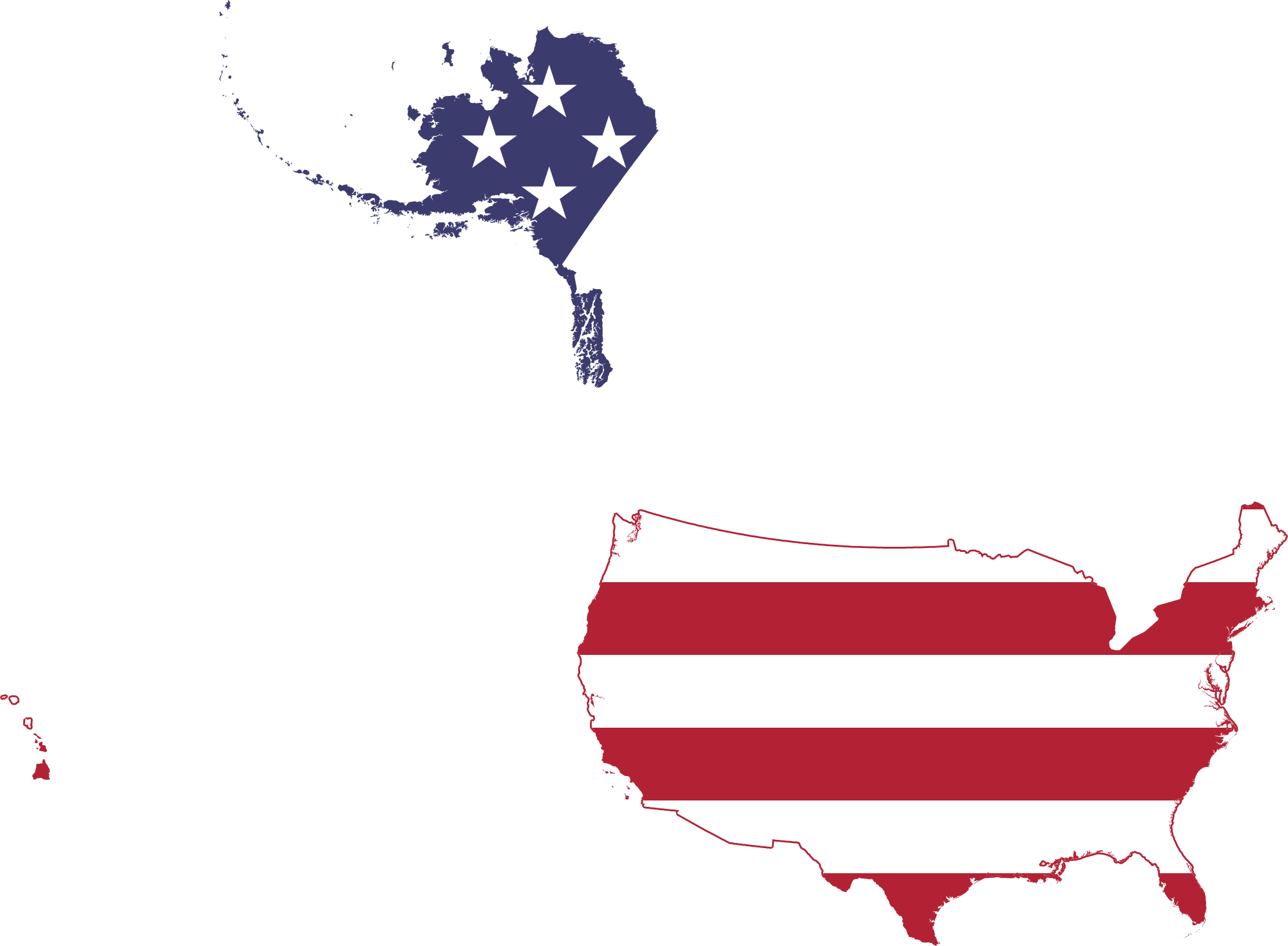 Open - 5o State Usa Flag Map (2000x1469), Png Download