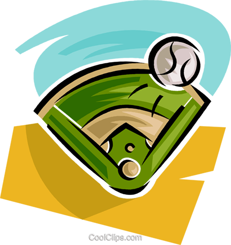 Parque De Béisbol Y La Pelota Libres De Derechos Ilustraciones - Baseball Diamond Clip Art (454x480), Png Download