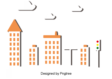 Beautiful Cartoon Lovely Flat Hand Painted City Building - Building (360x360), Png Download