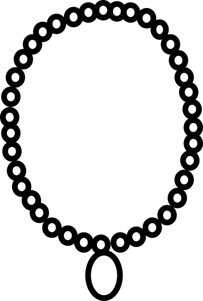 Necklace Outline Clip Art At Clker Com - Necklace Clipart Black And White (402x597), Png Download
