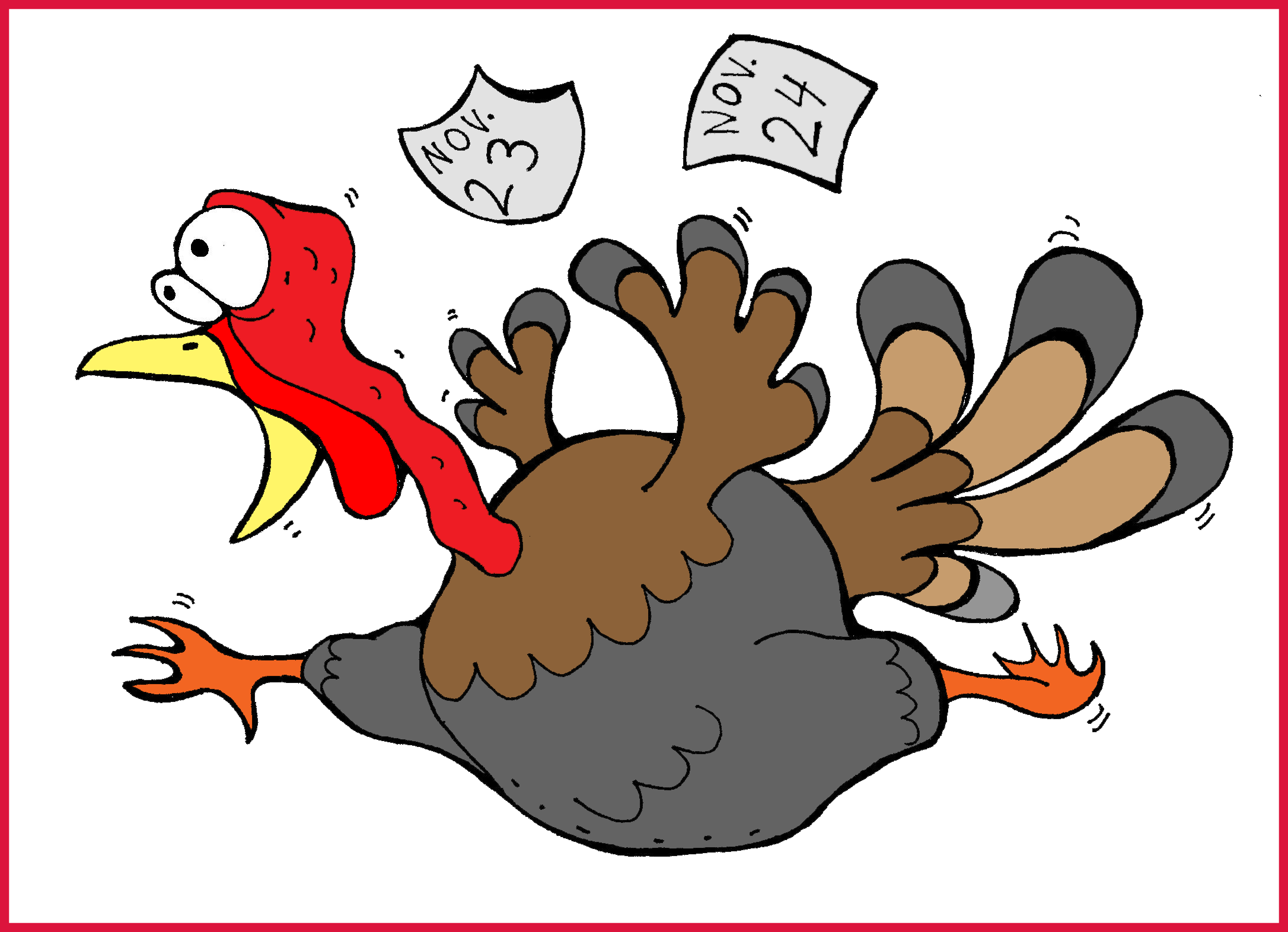 Banner Free Stock Anger Clipart Teacher - Scared Turkey Thanksgiving (2172x1572), Png Download