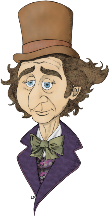 Gene Wilder Willy Wonka Drawing (400x757), Png Download