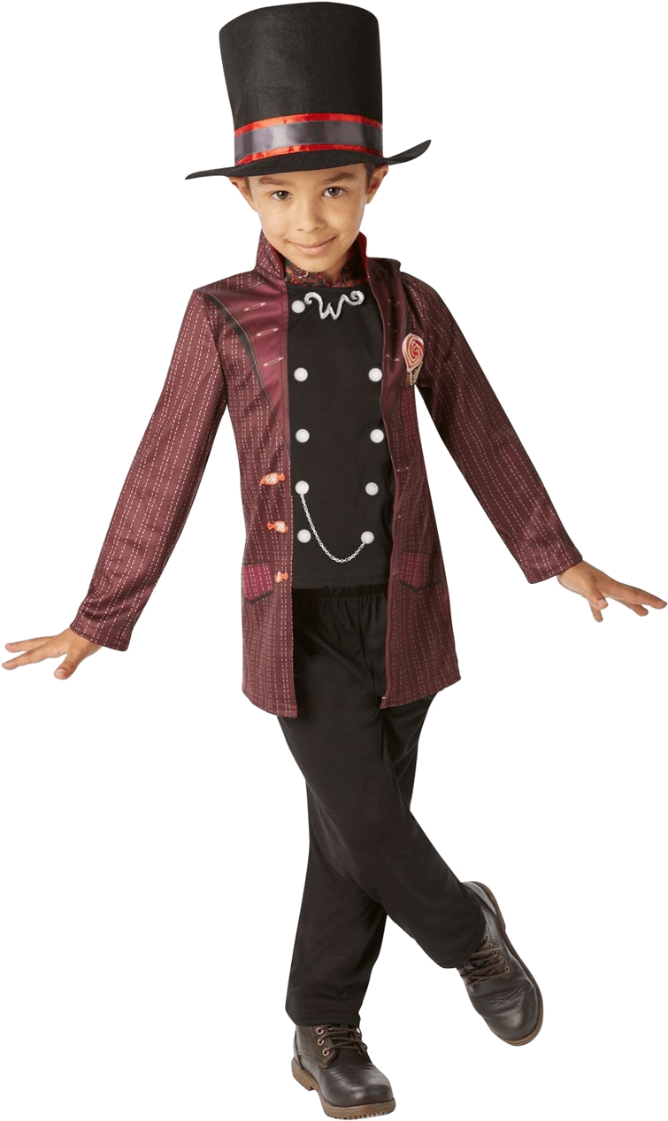 Child Willy Wonka Costume - Charlie And Chocolate Factory Costume (366x580), Png Download