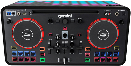 Gemini Mix2go Pro Portable Dj Mixer With Built-in Speakers - Gemini Mix2go Portable Dj Controller (526x519), Png Download