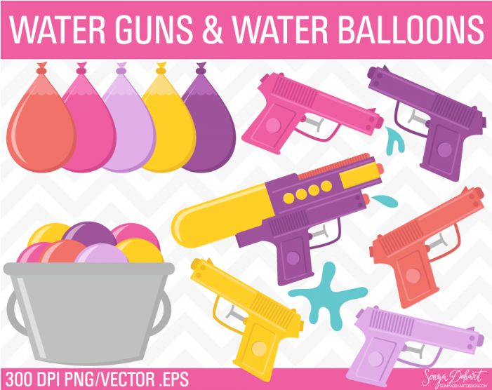 Jpg Free Download Bucket Encode Clipart To Base Clip - Water Guns And Water Balloons (700x700), Png Download