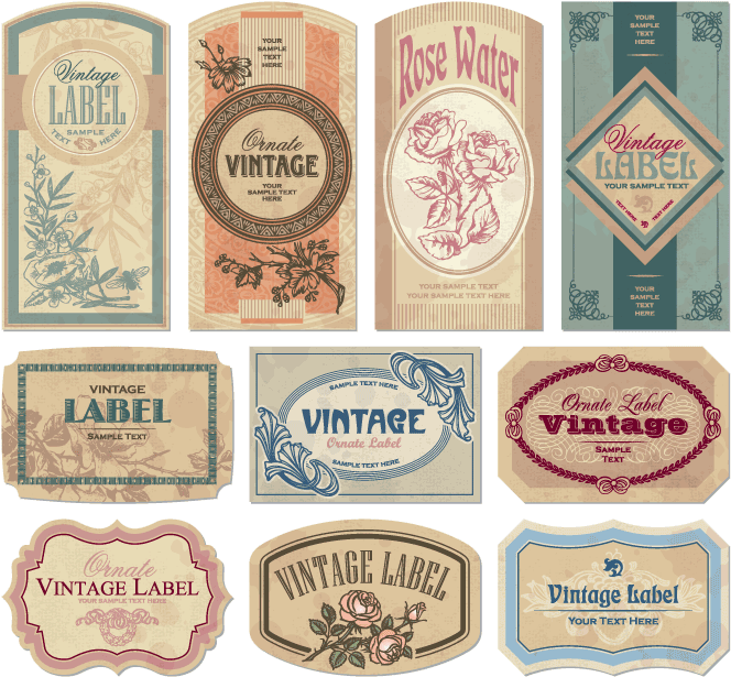 Vintage Labels (699x641), Png Download