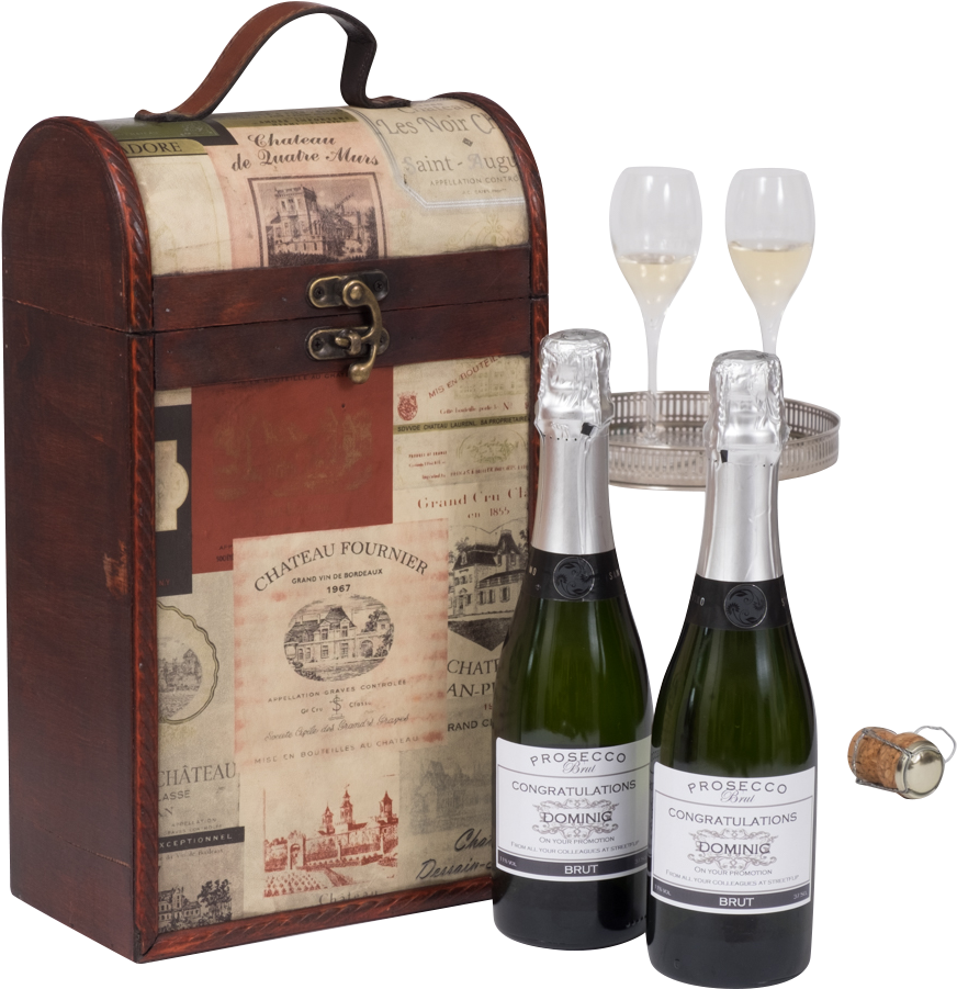 Half Bottles Of Personalised Prosecco In Vintage Label - Norwall Wallcoverings Inc Kitchen Elements 32.7' X (960x960), Png Download