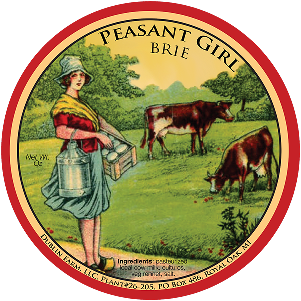 Dublin Farm Llc Peasant Girl Brie Cheese Labels - Cheese Label (600x600), Png Download