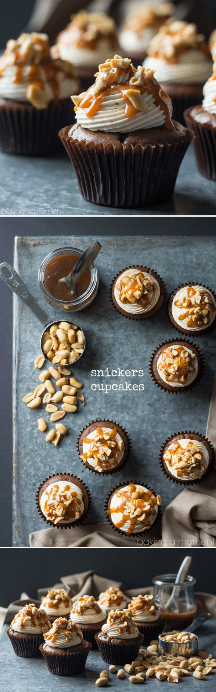 Snickers Cupcakes- Best Ever Chocolate Cupcake, Topped - Cupcake (720x2288), Png Download