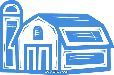 Farm/barn Royalty Free Vector Clip Art Illustration - Blue Barn Clip Art (480x315), Png Download