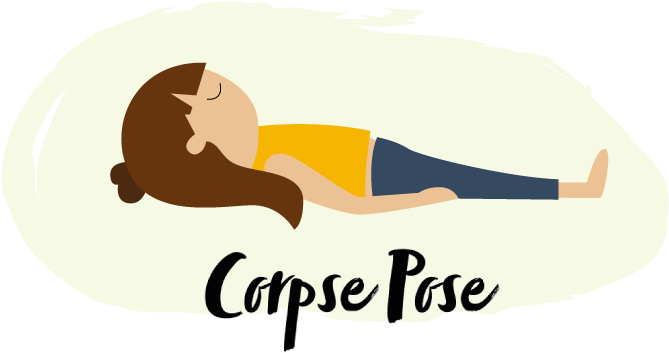 Calming Poses For Relief Soul To Sole - Yoga Corpse Pose Cartoon (770x367), Png Download