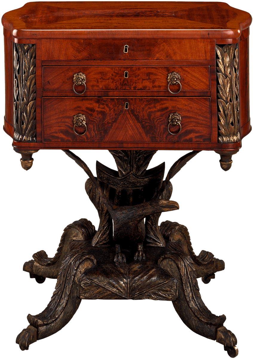 Crafted Wood Table - Work Table With Eagle Pedestal (978x1280), Png Download